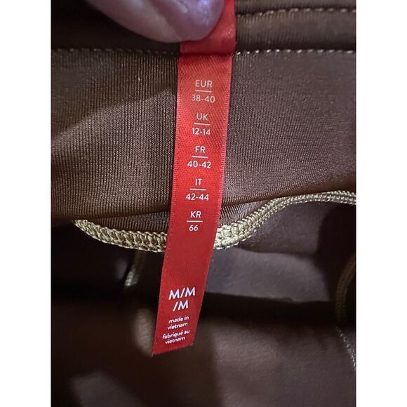 Spanx Size Medium Rich Caramel Brown Faux Suede Stretch Pant Shapewear Leggings - Picture 13 of 16